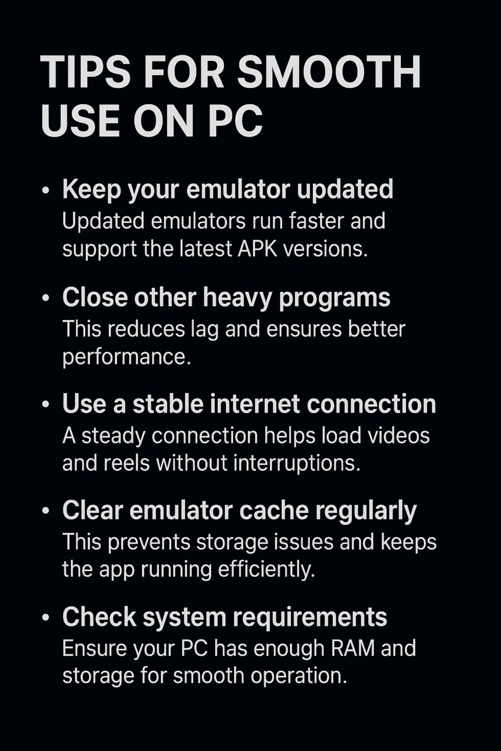 tips for smooth use on pc
